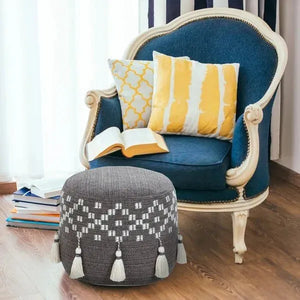 Monarch 34041GRY Grey Pouf