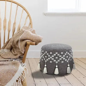 Monarch 34041GRY Grey Pouf