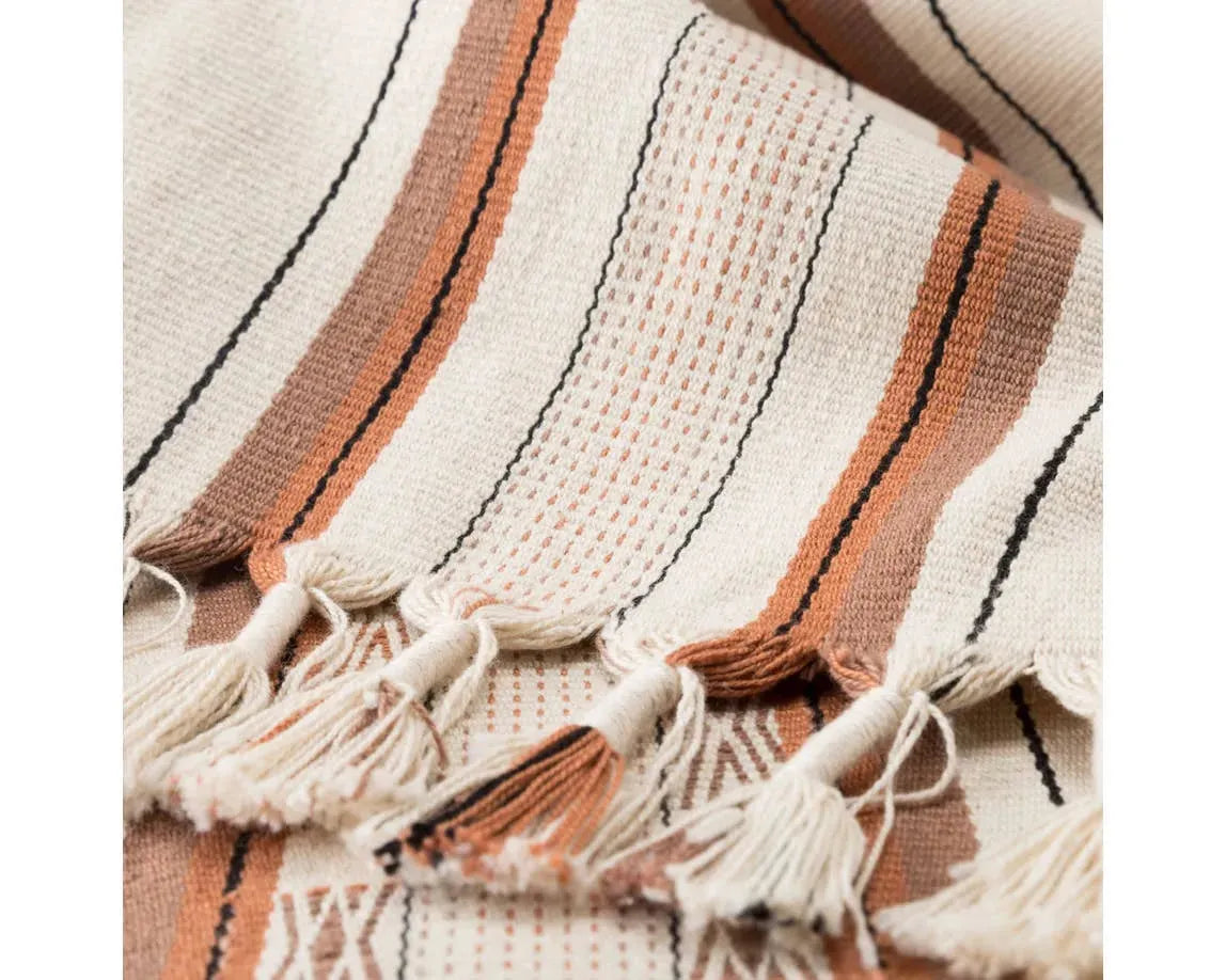 Nagaland Throw NGD02 Cream/Tan Throw Blanket