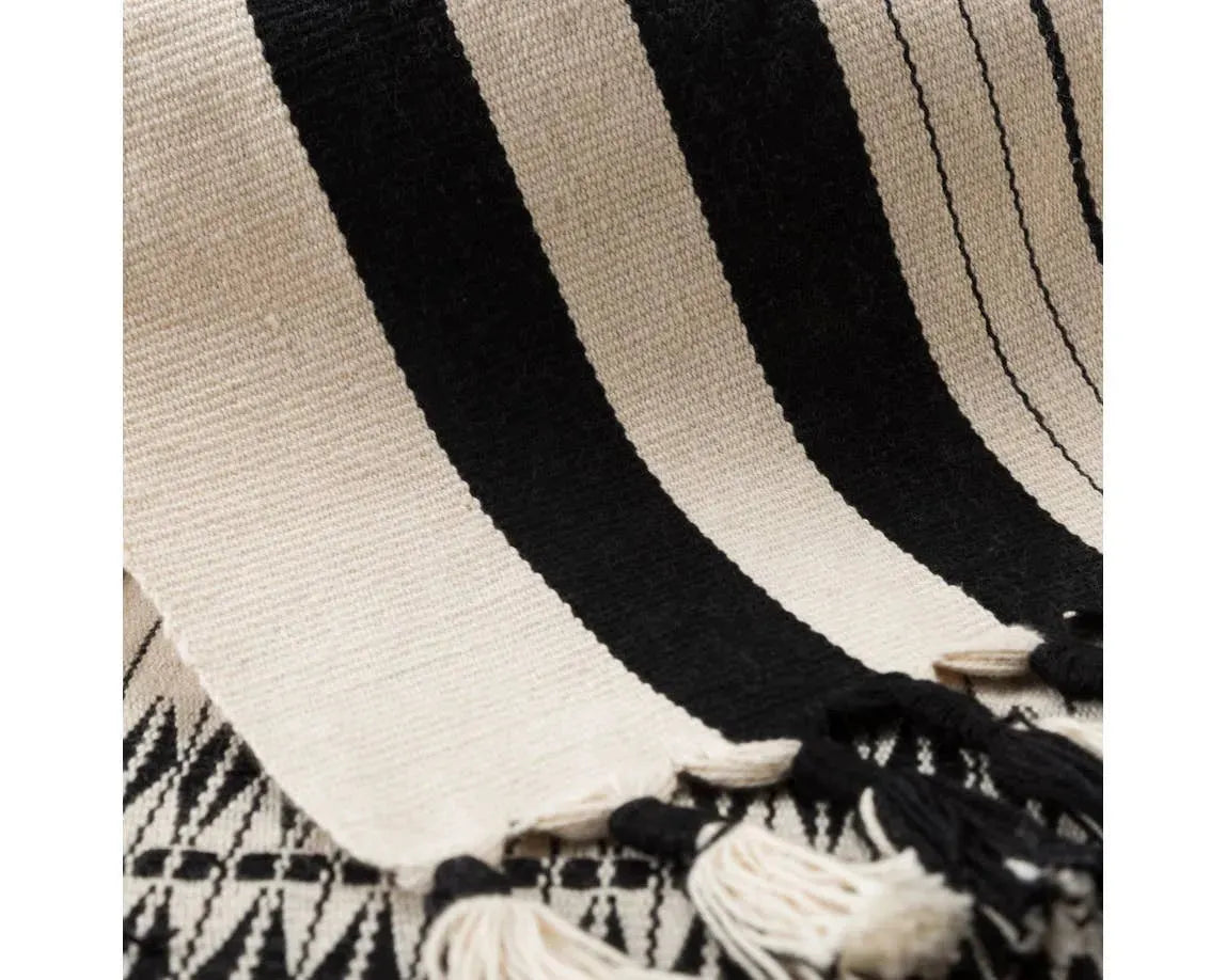 Nagaland Throw NGD04 Cream/Black Throw Blanket