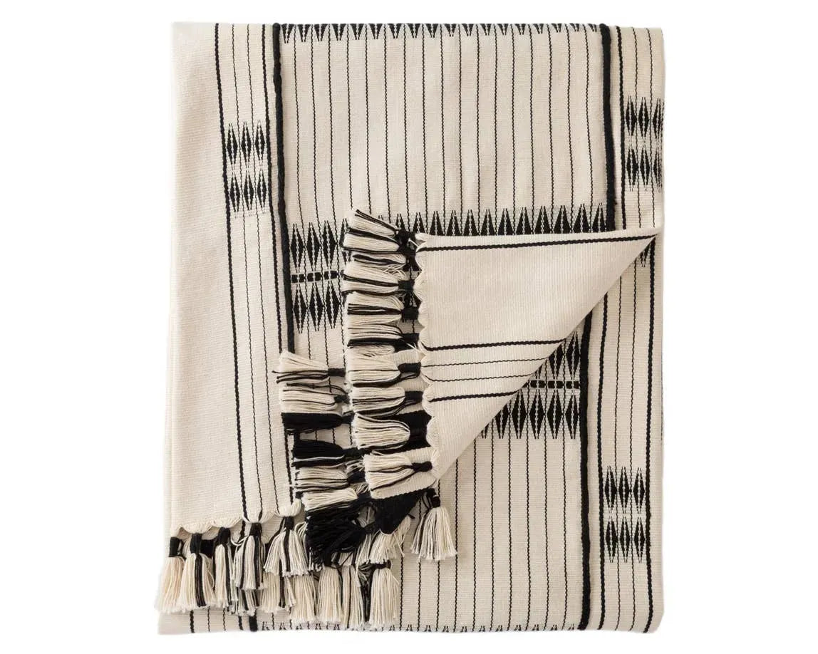 Nagaland Throw NGD04 Cream/Black Throw Blanket