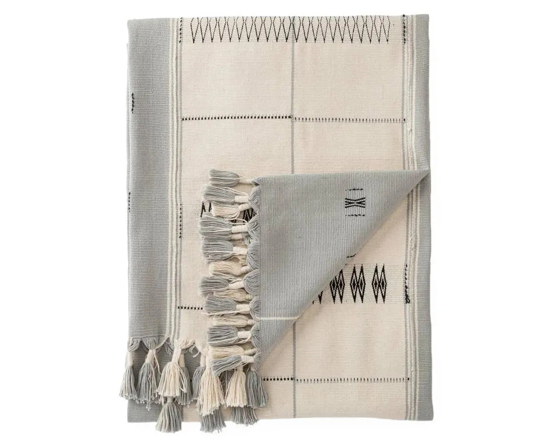 Nagaland Throw NGD05 Cream/Grey Throw Blanket