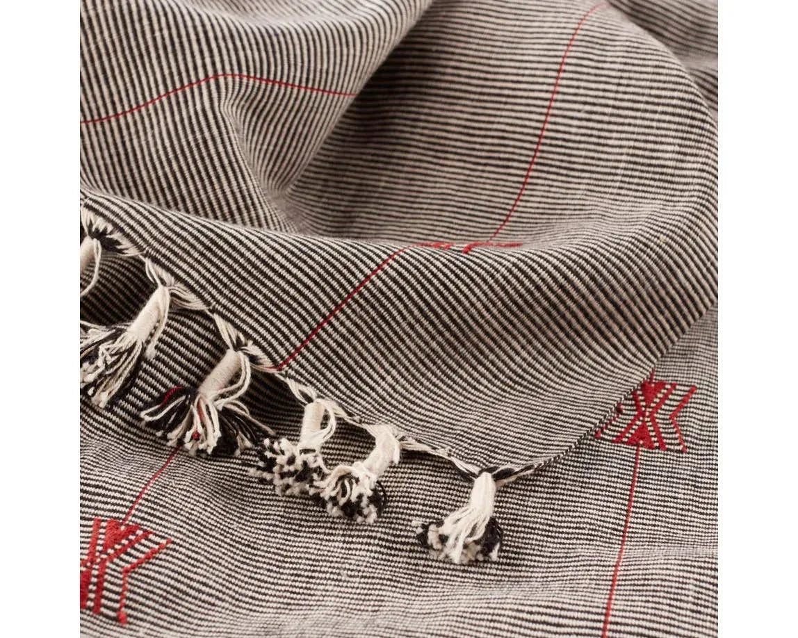 Nagaland Throw NGD07 Black/Red Throw Blanket