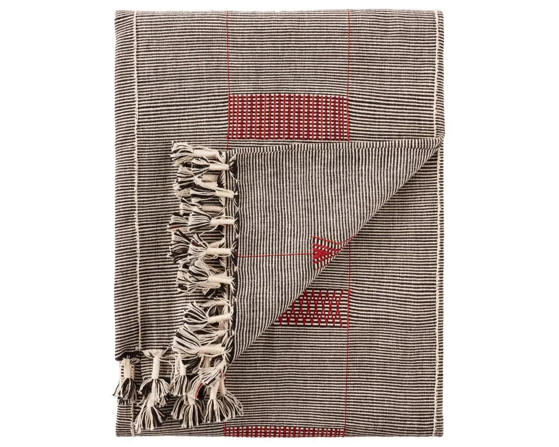 Nagaland Throw NGD07 Black/Red Throw Blanket