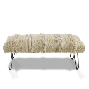 Natural and Gold Tufted Geometric LR99013 Indoor Bench