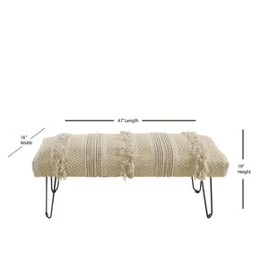 Natural and Gold Tufted Geometric LR99013 Indoor Bench
