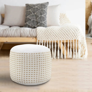Natural Lr34029 White/Tan Pouf
