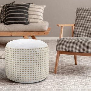 Natural Lr34029 White/Tan Pouf