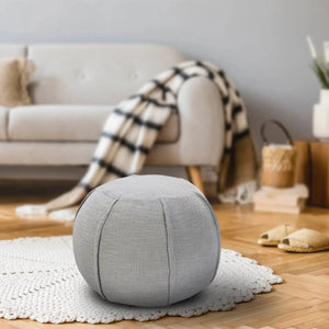 Natural Lr34030 Light Gray Pouf