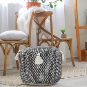 Natural Lr34032 Black/White Pouf