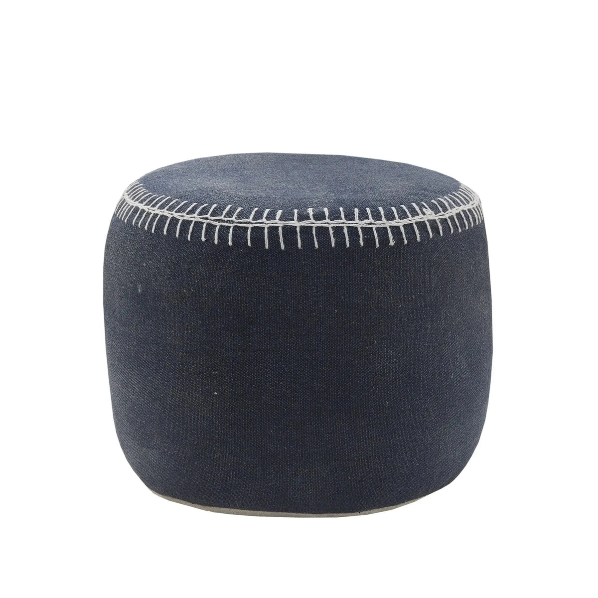 Natural Lr34034 Navy/White Pouf
