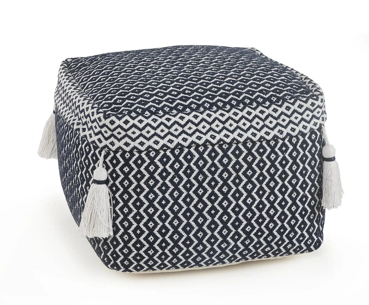 Navy and Ivory Diamond LR99762 Pouf