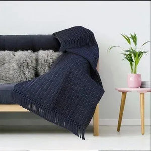 Navy and Off-White LR05291 Throw Blanket