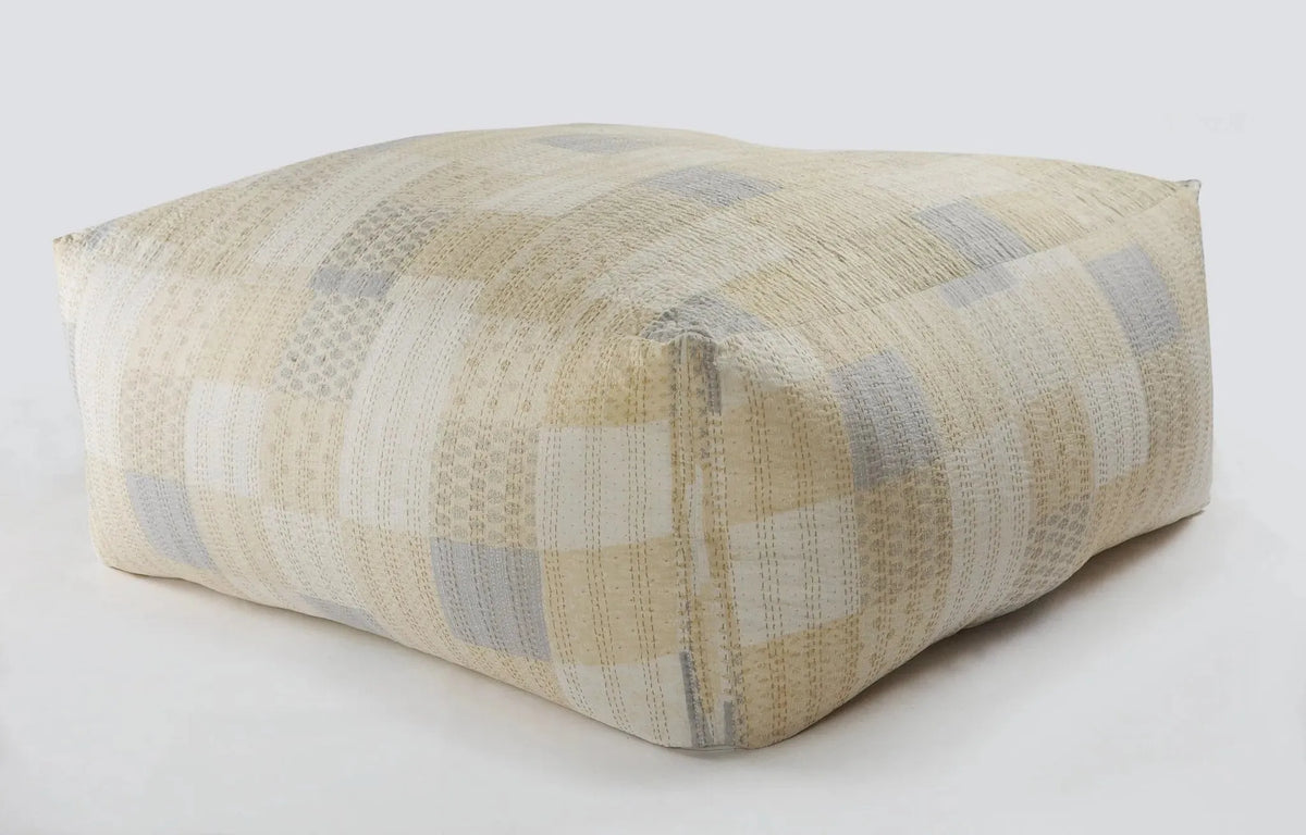 Neutral Oversized Kantha LR99727 Pouf