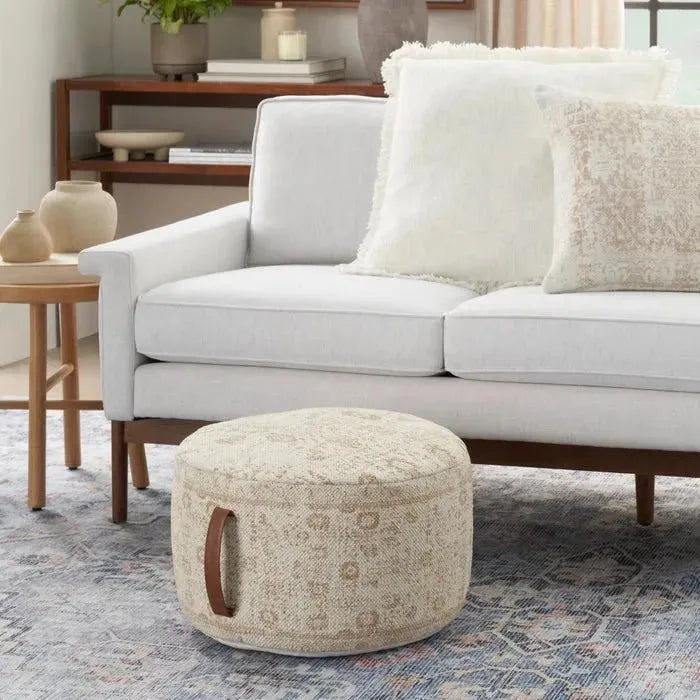 Nicole Curtis Pillow VJ019 Ivory/Beige Pouf