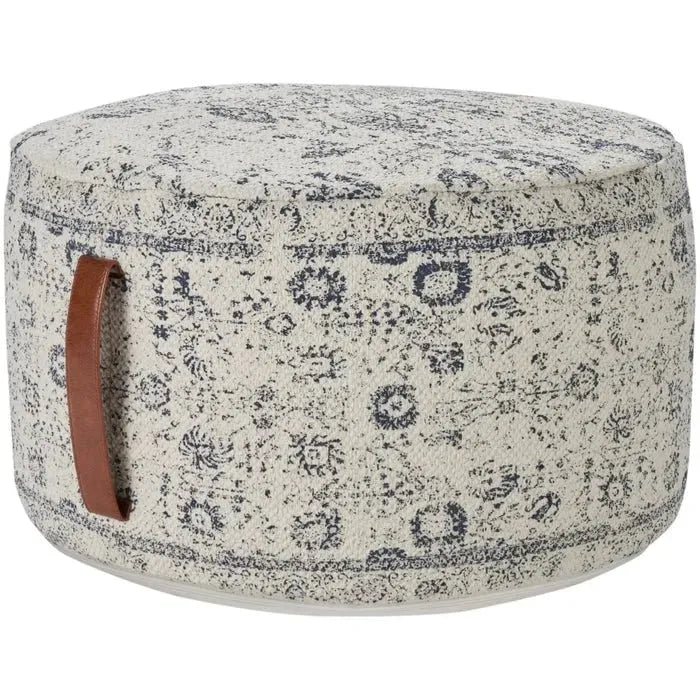 Nicole Curtis Pillow VJ019 Ivory/Grey Pouf