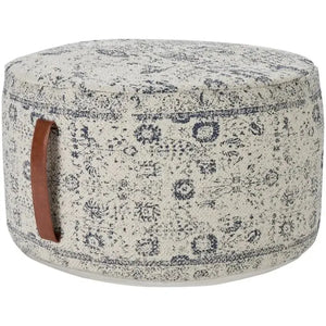 Nicole Curtis Pillow VJ019 Ivory/Grey Pouf