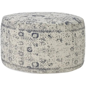 Nicole Curtis Pillow VJ019 Ivory/Grey Pouf