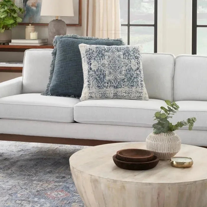 Nicole Curtis Pillow VJ020 Ivory Navy Pillow