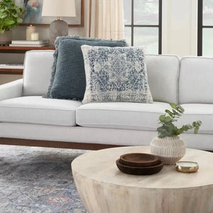 Nicole Curtis Pillow VJ020 Ivory Navy Pillow