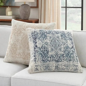 Nicole Curtis Pillow VJ020 Ivory Navy Pillow