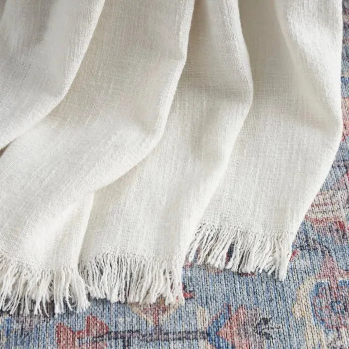 Nicole Curtis Pillow ZH127 Ivory Throw Blanket