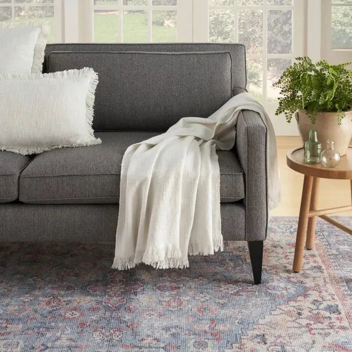 Nicole Curtis Pillow ZH127 Ivory Throw Blanket