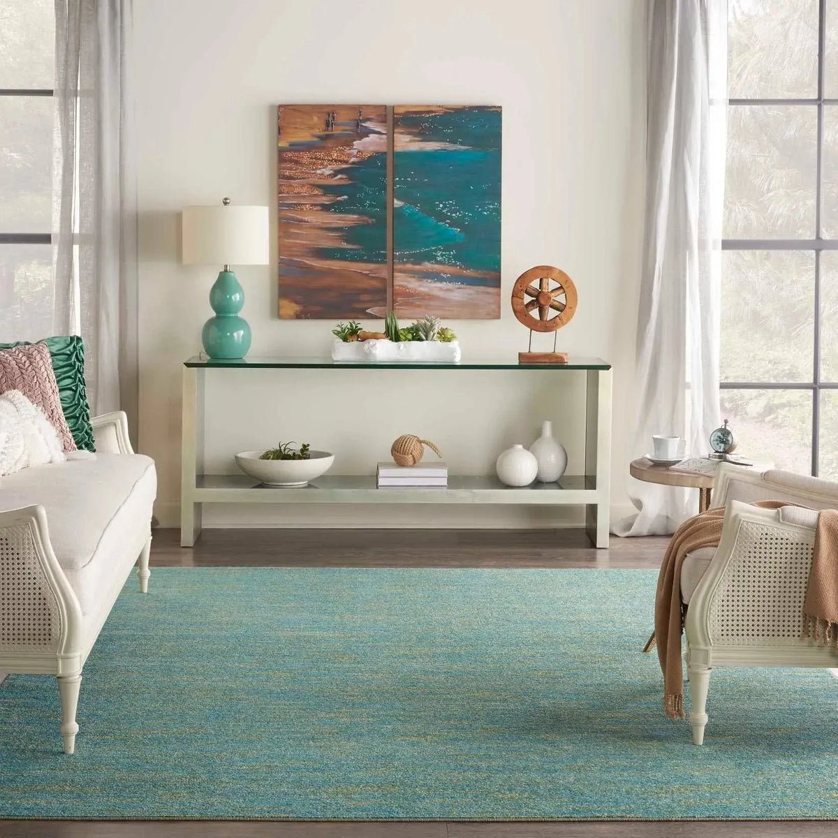 Nourison Essentials Nre01 Blue Green Rug