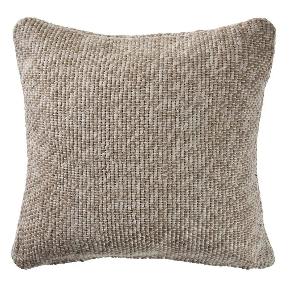 Oatmeal and Ivory Linen Woven LR07516 Throw Pillow