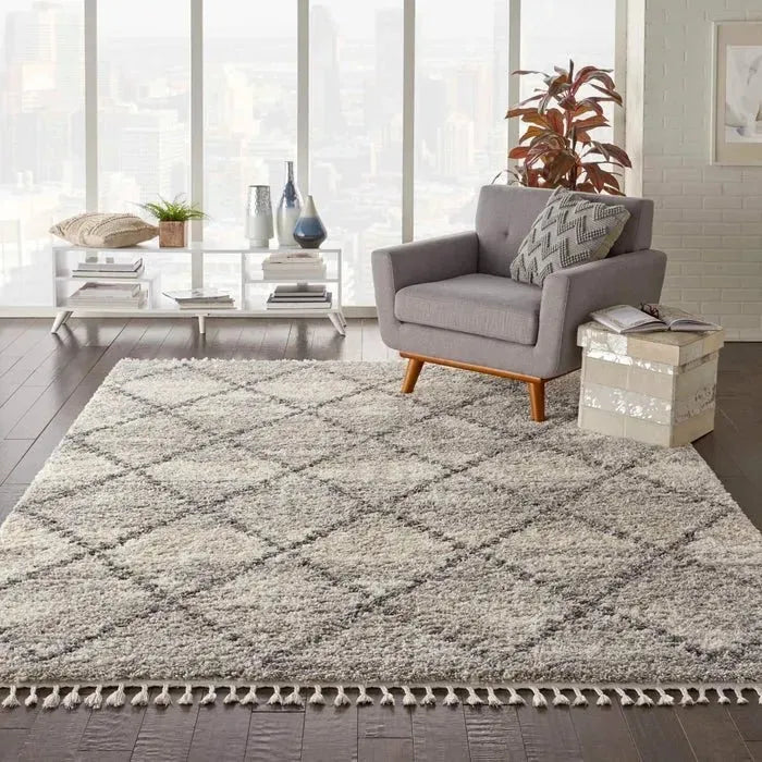 Oslo Shag OSL01 Ivory/Grey Rug