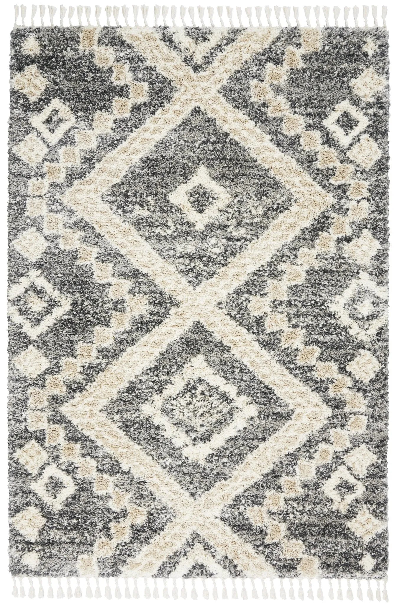 Oslo Shag OSL02 Grey/Ivory Rug