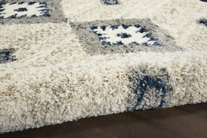 Oslo Shag OSL03 Ivory/Blue Rug