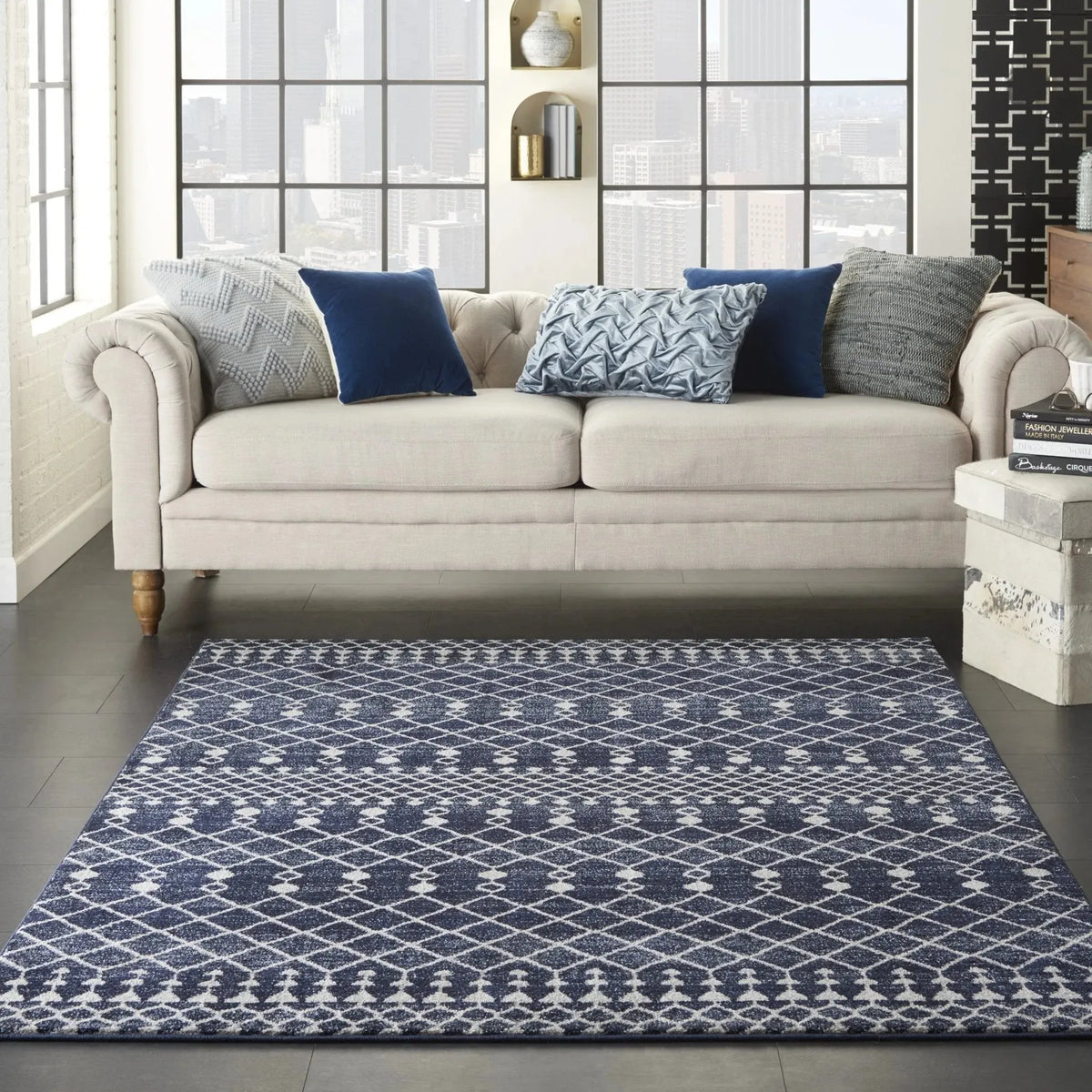 Palermo PMR03 Navy/Grey Rug