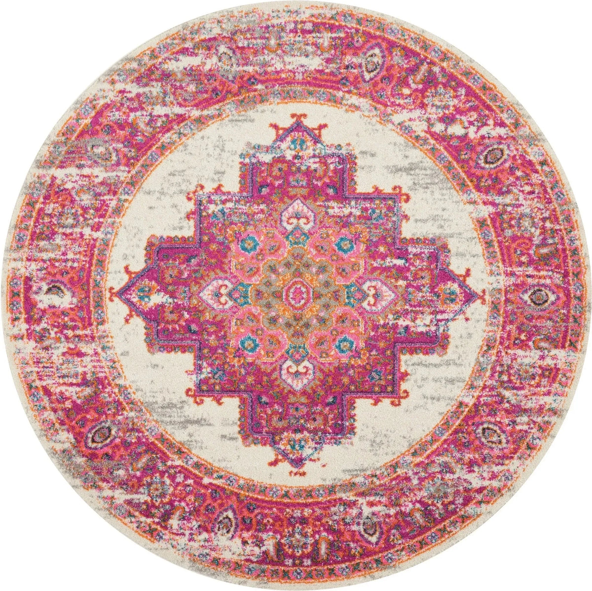 Passion Psn03 Ivory Fuchsia Rug