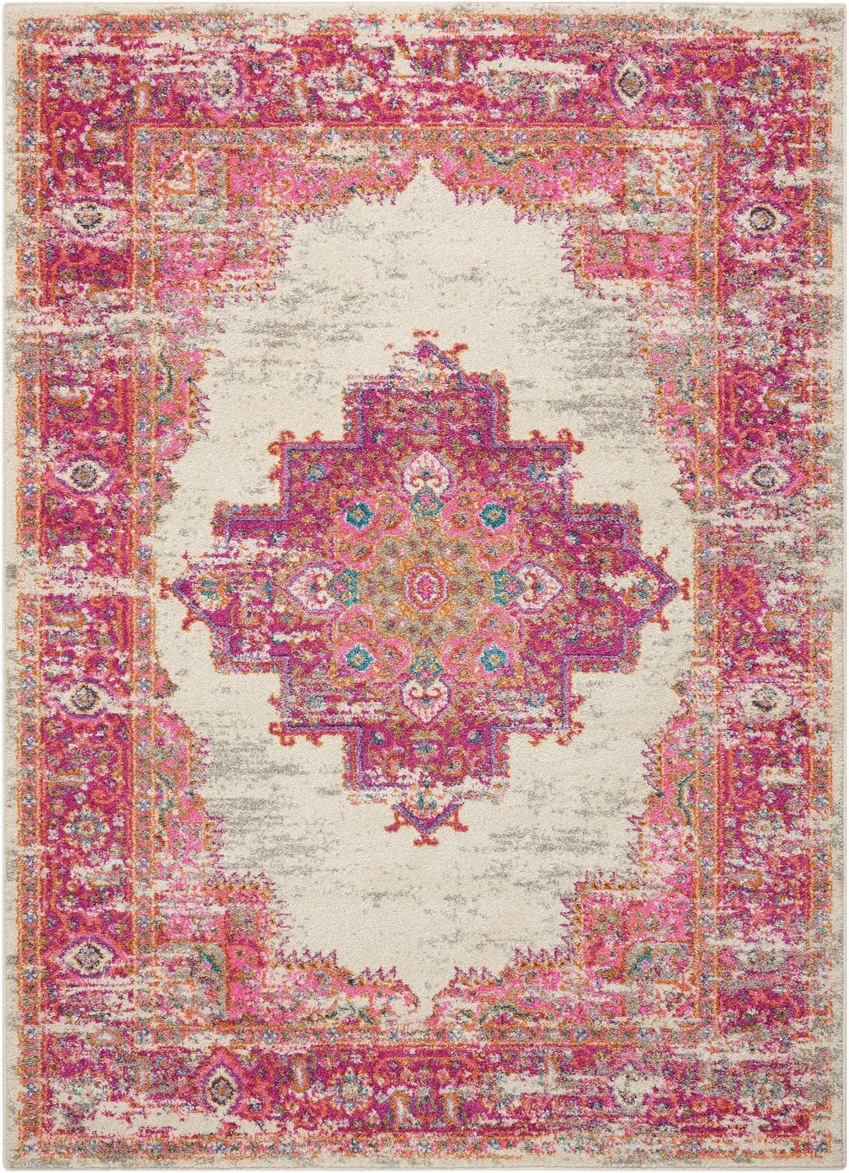 Passion Psn03 Ivory Fuchsia Rug