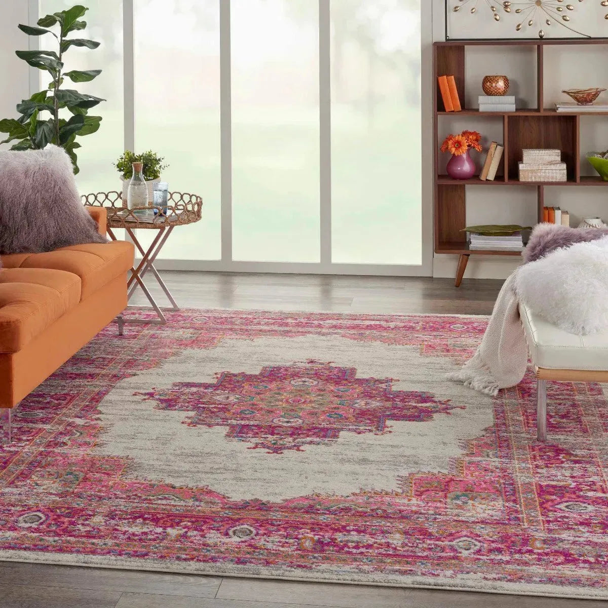 Passion Psn03 Ivory Fuchsia Rug