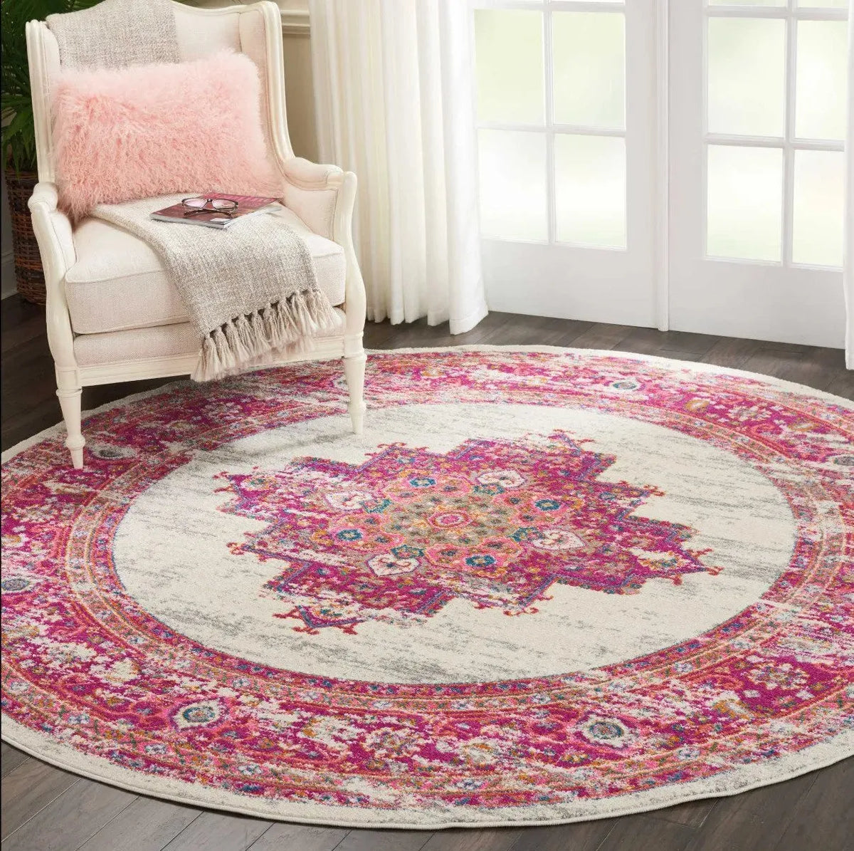 Passion Psn03 Ivory Fuchsia Rug