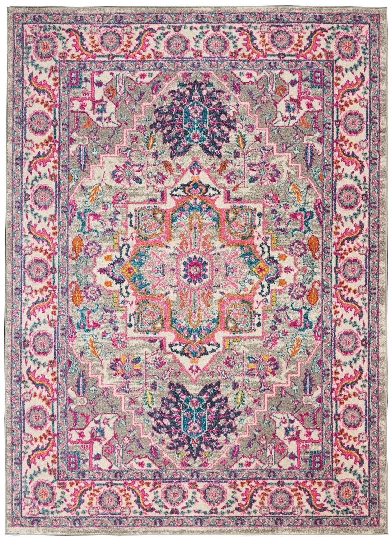 Passion Psn20 Light Grey Pink Rug