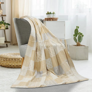 Peach Cream Kantha LR80154 Throw Blanket