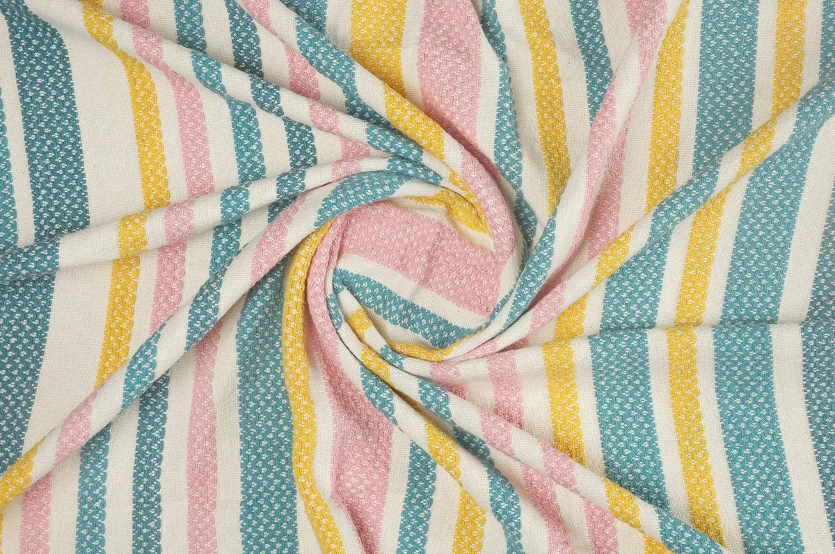 Pink, Blue, and Sunny Striped with Tassels LR80182 Throw Blanket