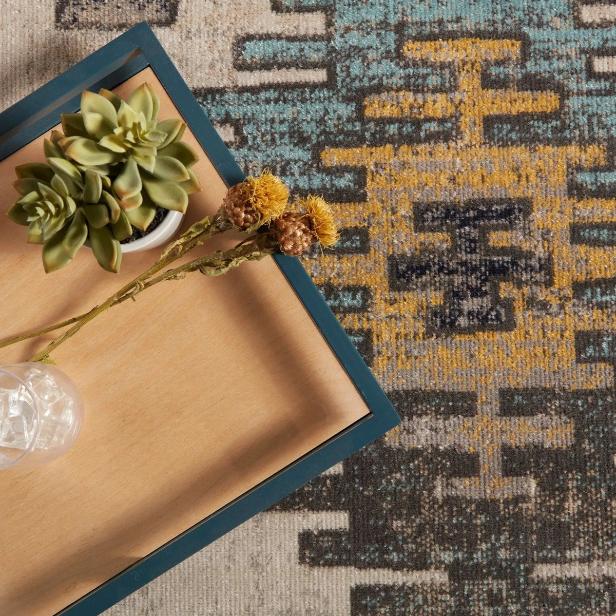 Polaris Pol17 Dez Blue/Yellow Rug