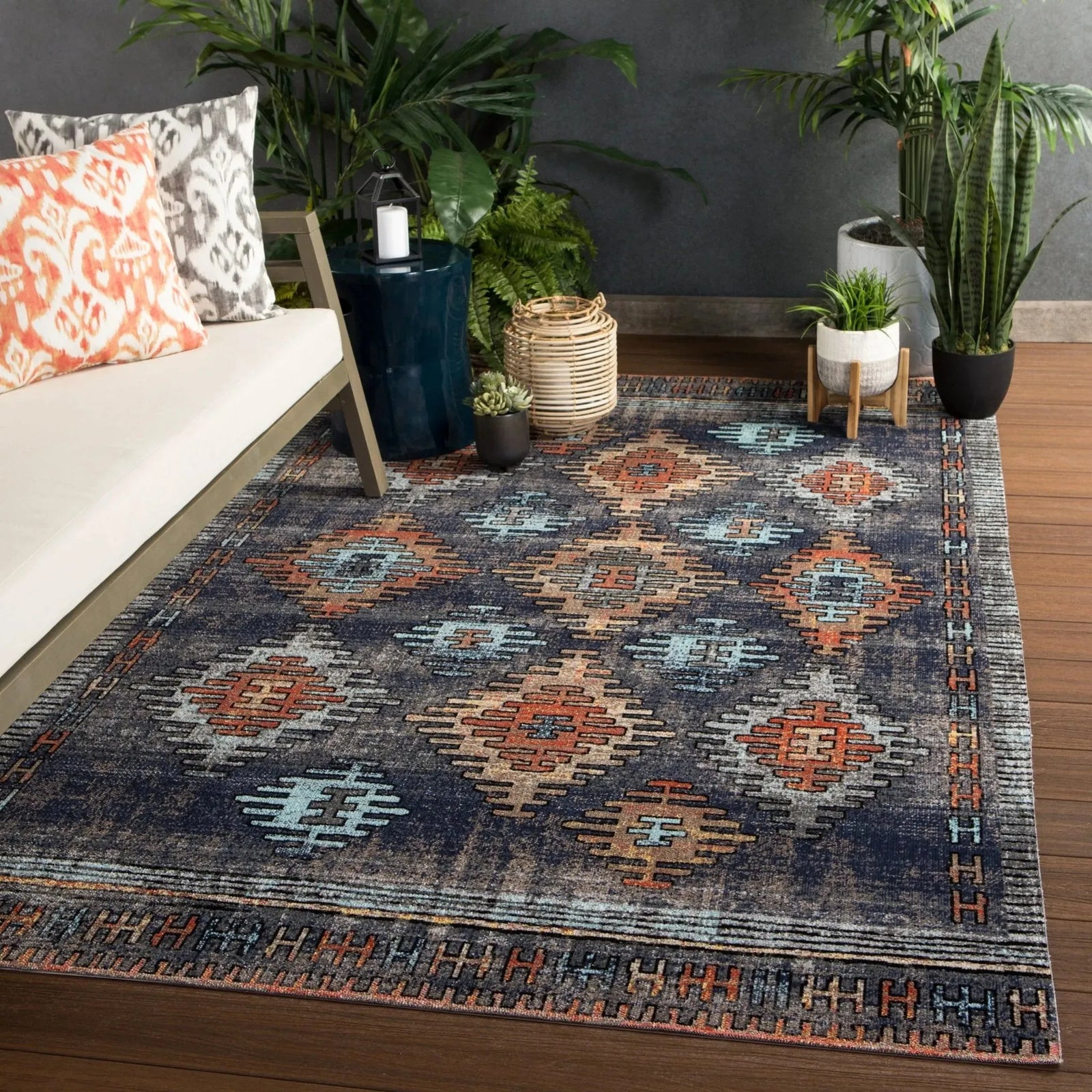 Polaris Pol18 Dez Blue/Orange Rug