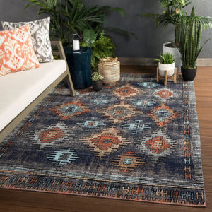 Polaris Pol18 Dez Blue/Orange Rug