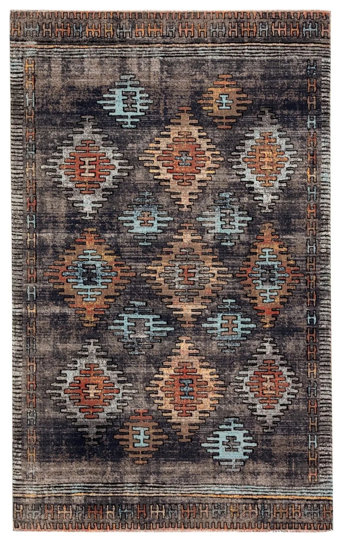 Polaris Pol18 Dez Blue/Orange Rug