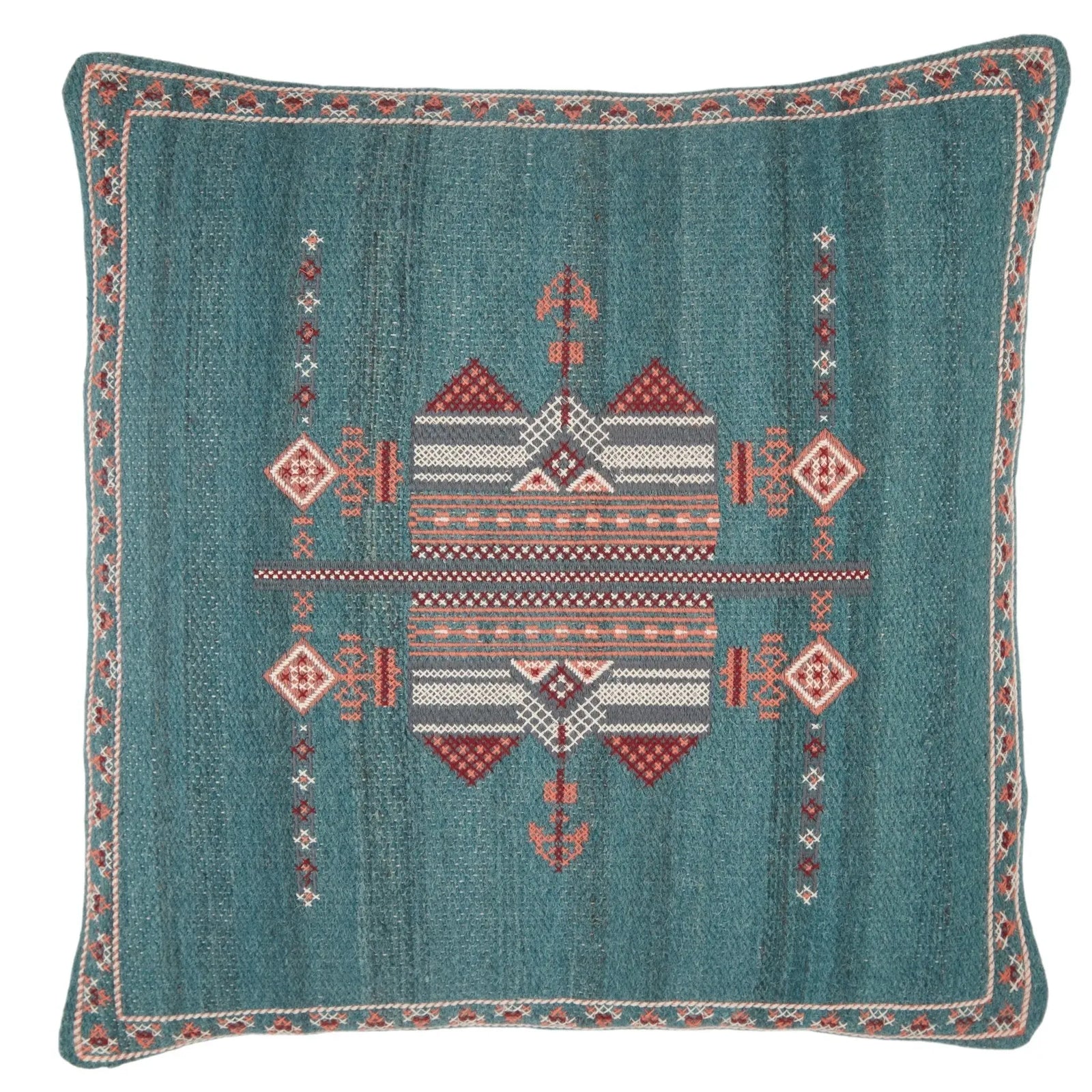 Puebla Pub10 Zaida Teal/Terracotta Pillow
