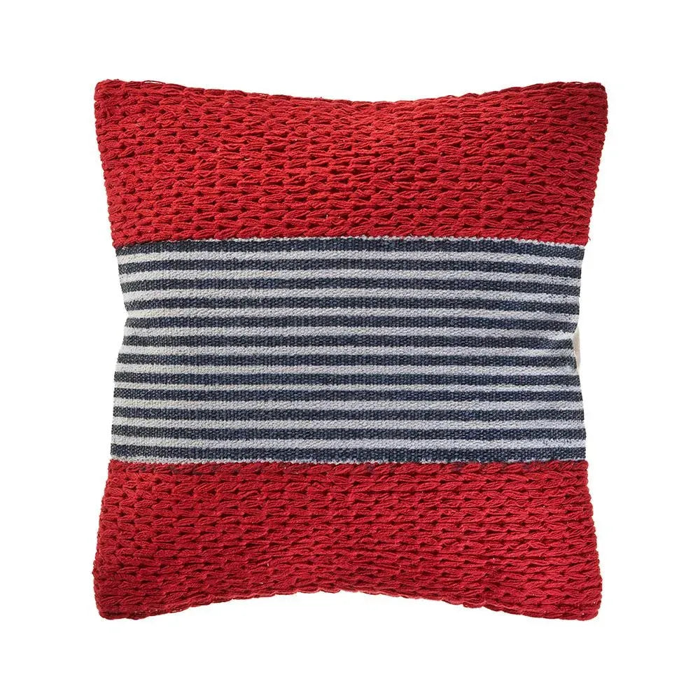 Red Nautical Striped LR07428 Throw Pillow