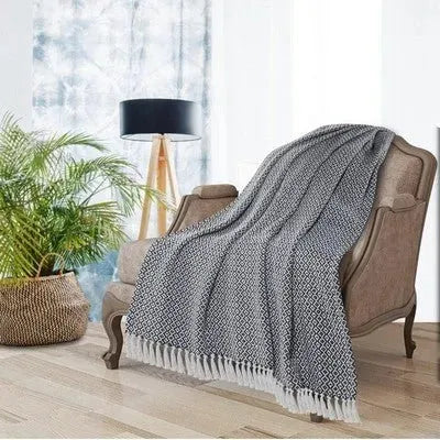 Rhombus 80180BUW Blue/White Throw Blanket