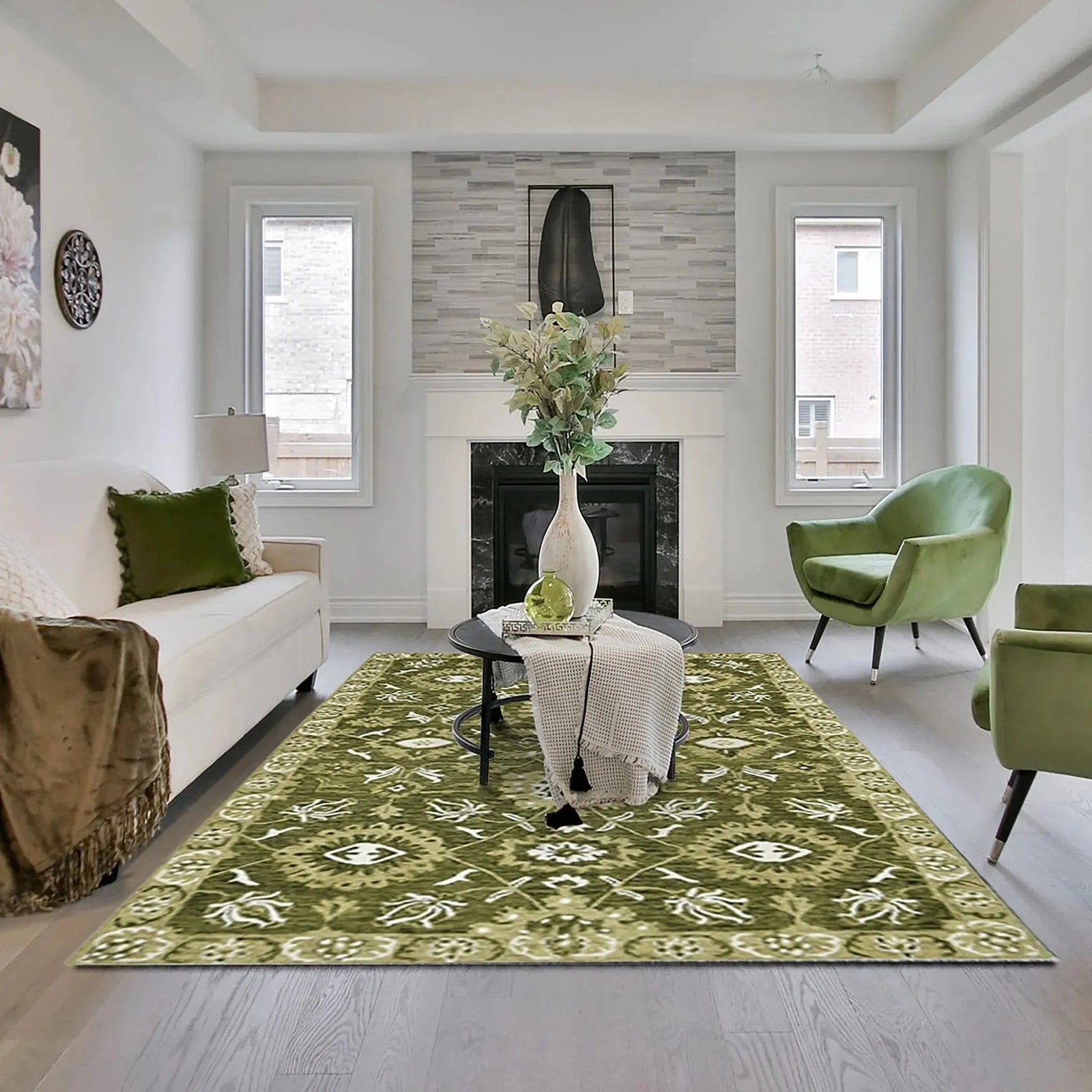 Romania ROM-6 Olive Green Rug