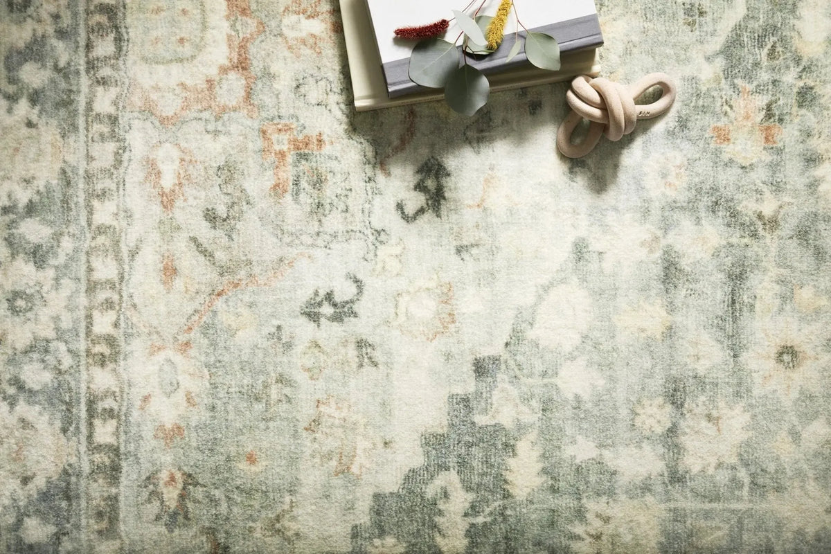 Rosette Ros-08 Teal/Ivory Rug