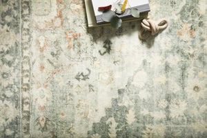 Rosette Ros-08 Teal/Ivory Rug